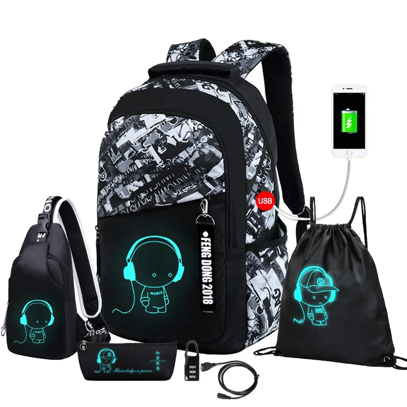 Waterproof Luminous Kids Backpack School Bags for Boys - Mac Mania