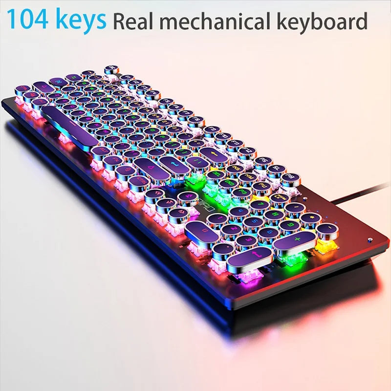 Retro Punk Mechanical Gaming Keyboard 104 Keys RGB Backlit - Mac Mania