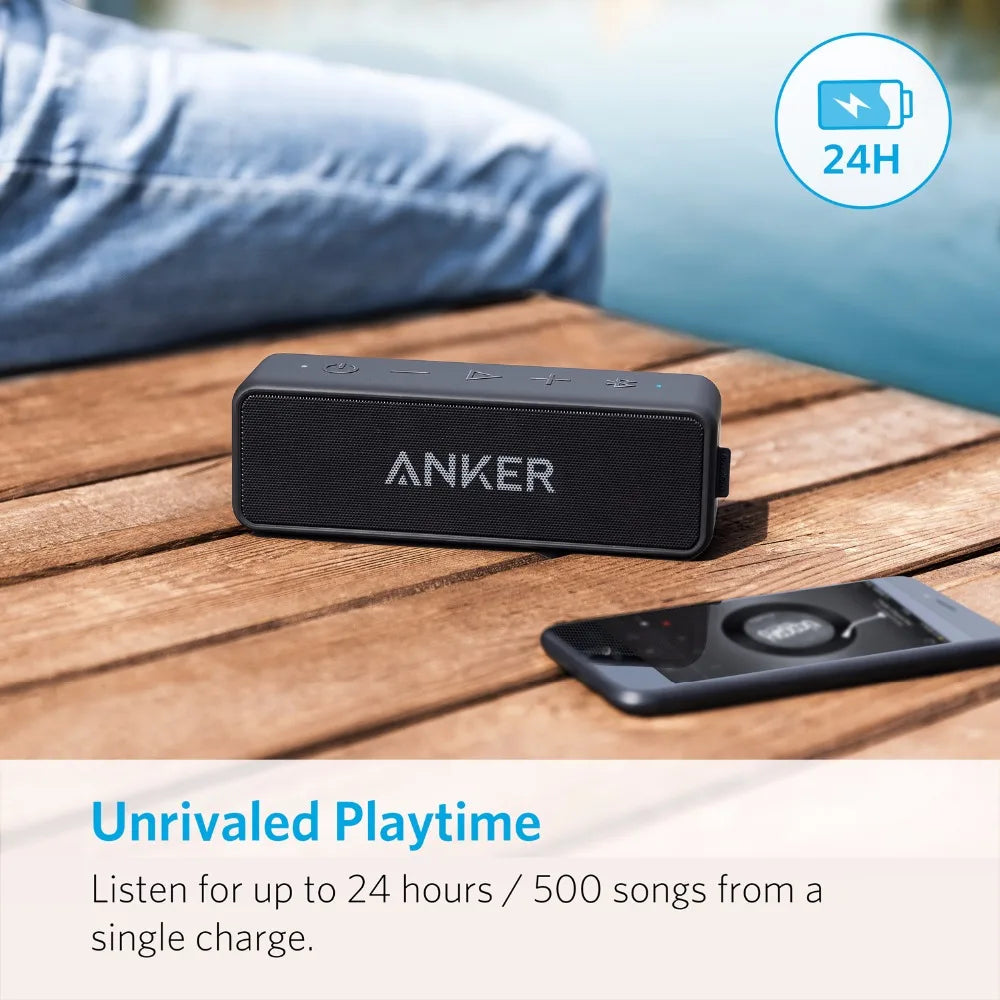 Anker Soundcore 2 Portable Wireless Bluetooth Speaker Better Bass 24-Hour Playtime 66ft Bluetooth Range IPX7 Water Resistance - Mac Mania