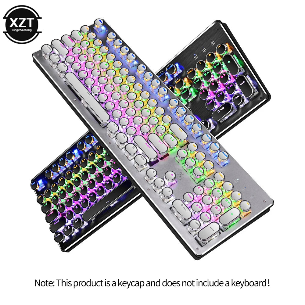 104Pcs PBT Universal Round Retro Punk KeyCap for Cherry MX Mechanical Keyboard - Mac Mania