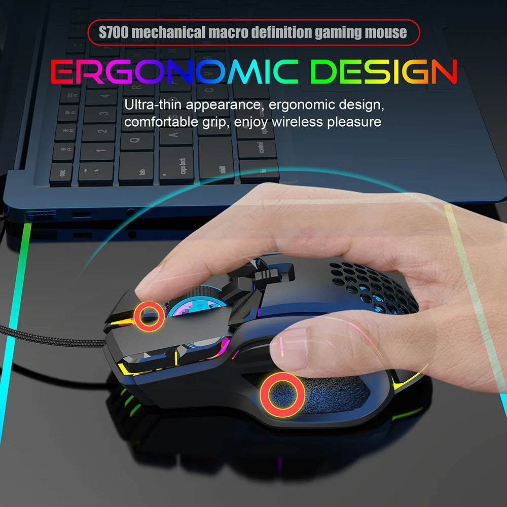 New USB Gaming Mouse Computer Mouse RGB Backlight Mause Gamer 10 Buttons Programming 7200dpi Ergonomic Gaming Mouse For Computer - Mac Mania