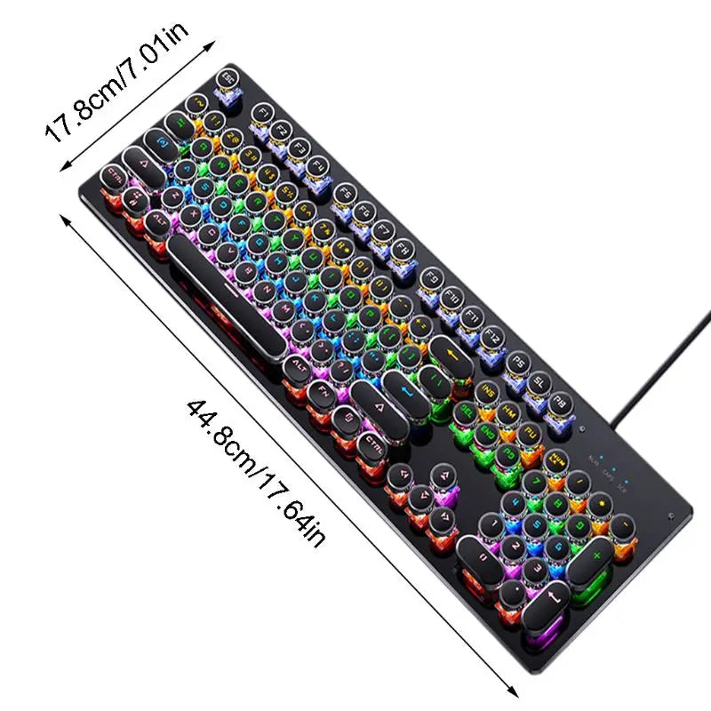 USB LED Backlit Gaming Mechanical Keyboard - Retro Keycap Design - Mac Mania