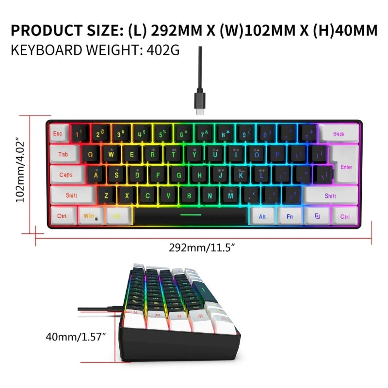 V700WB Gaming Keyboard 61 Keys RGB Backlit - Mac Mania