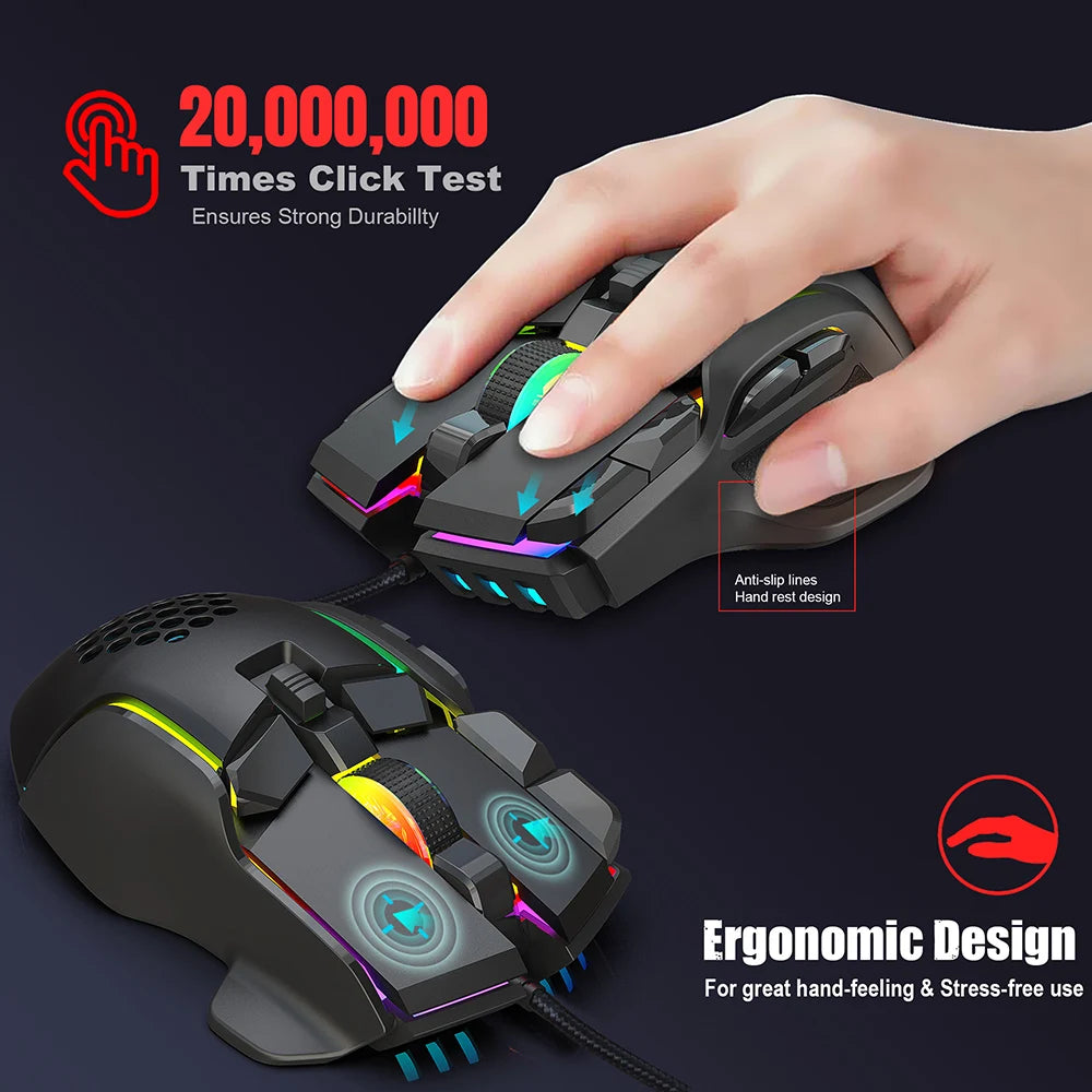 New USB Gaming Mouse Computer Mouse RGB Backlight Mause Gamer 10 Buttons Programming 7200dpi Ergonomic Gaming Mouse For Computer - Mac Mania