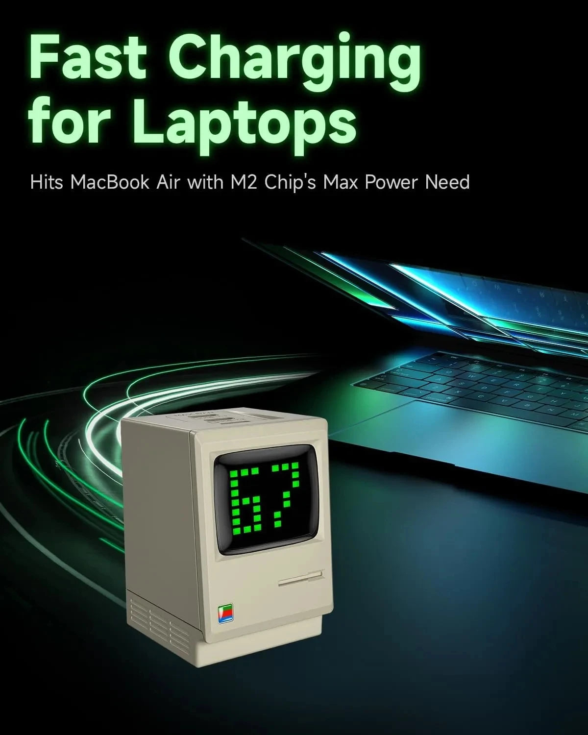 Retro 67W GaN Fast Charger with Power Display - Mac Mania