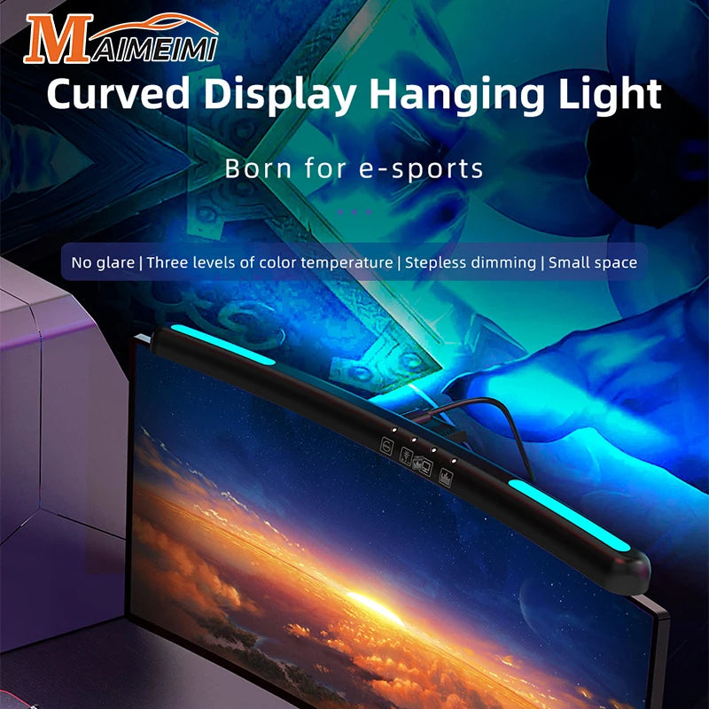 RGB Curved Screen Monitor Light Bar - Stepless Dimming LED Lamp - Mac Mania