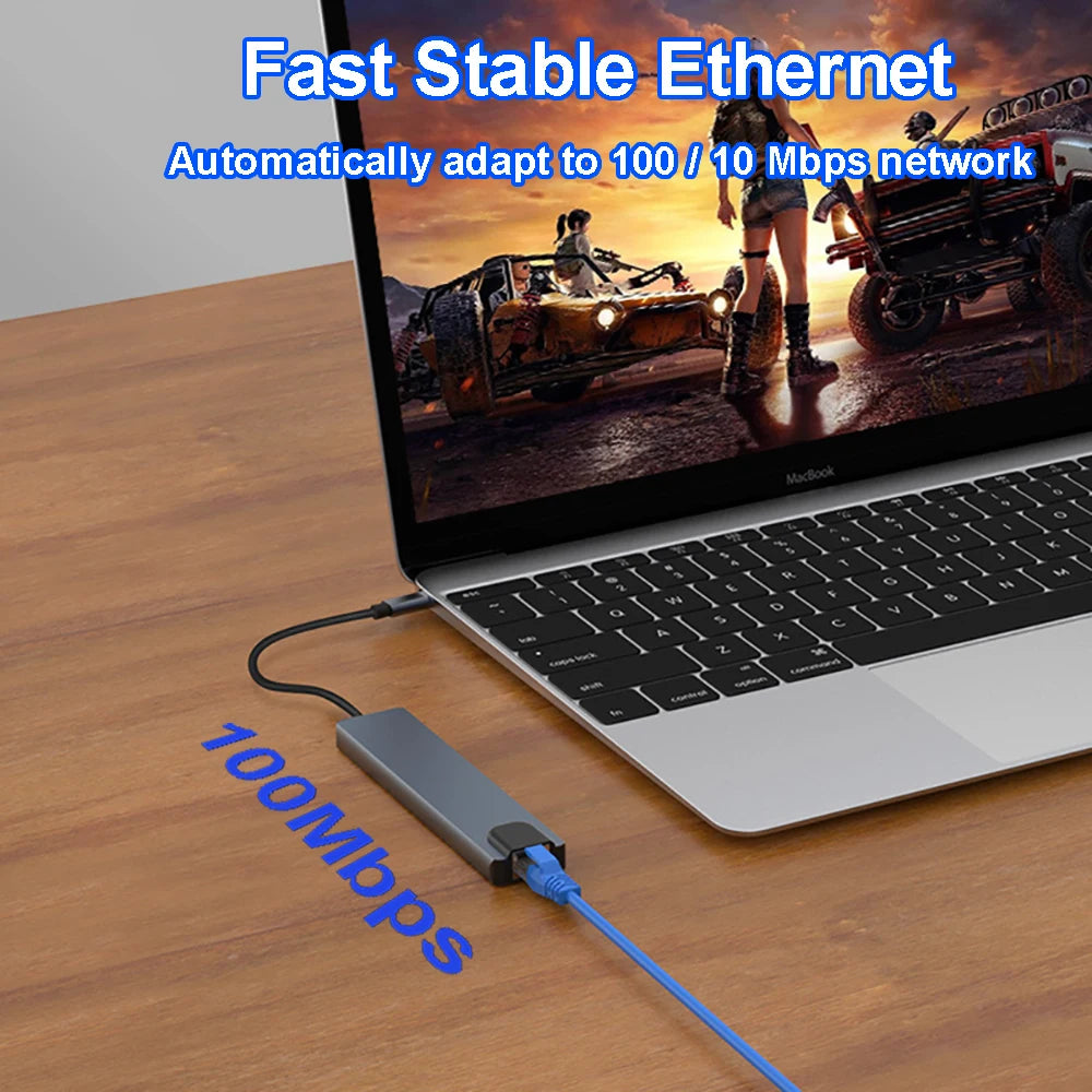 8-in-1 USB C Hub Docking Station 4K HDMI Adapter Type C Splitter for MacBook - Mac Mania