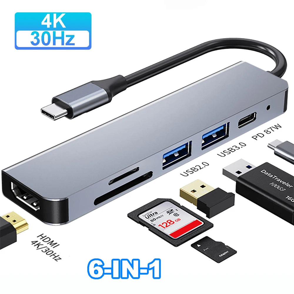 USB C HUB 4K 30Hz Type C to HDMI PD 87W USB Splitter - Mac Mania