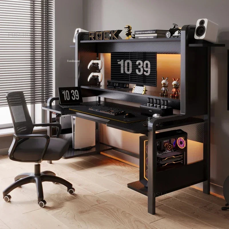 Industrial Wooden Computer Desk with Shelf - Mac Mania