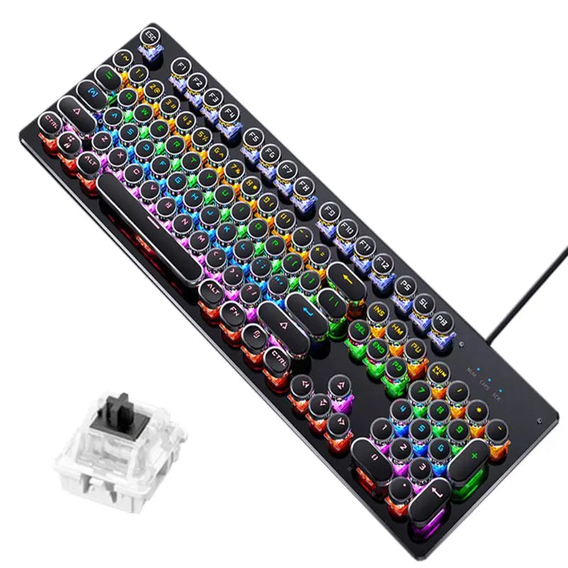 USB LED Backlit Gaming Mechanical Keyboard - Retro Keycap Design - Mac Mania