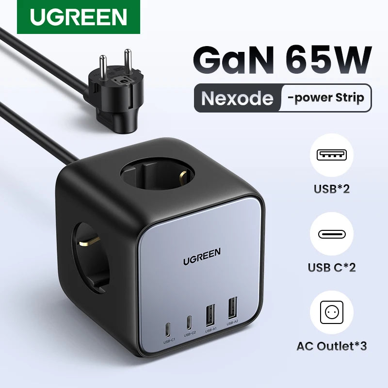 UGREEN 65W GaN Charger Desktop Charger Power Strip Charging Station Fast Charging For Laptop Macbook iPhone 14 13 Phone Charger - Mac Mania