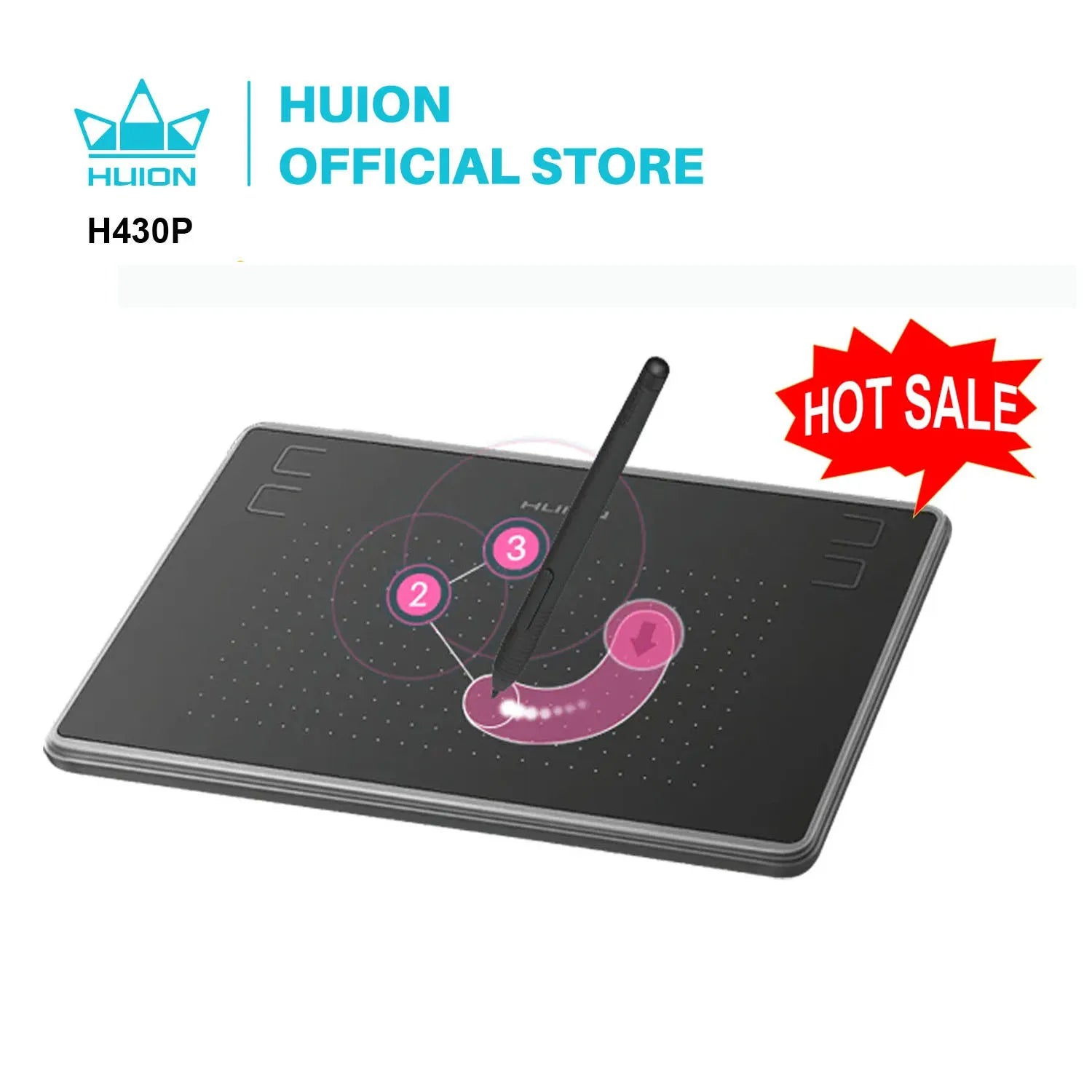 HUION H430P Digital Drawing Tablet with Battery-Free Pen - Mac Mania