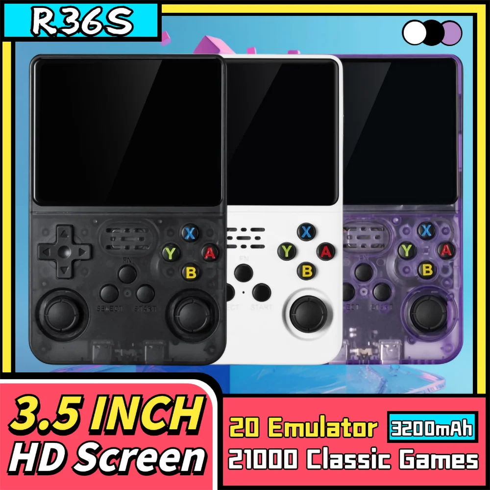 R36S Handheld Game Console 21000 Games 20 Classic Emulator Children Portable Video Gaming Console Kids Mini Retro Game Machine - Mac Mania