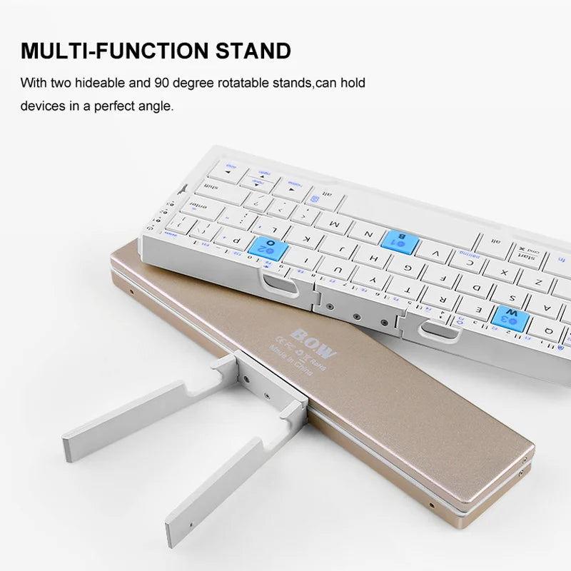 Portable Keyboard Support 3 devices Rechargeable Folding Mini Keyboard Wireless Bluetooth Keyboard With Stand For Phone Tablet - Mac Mania