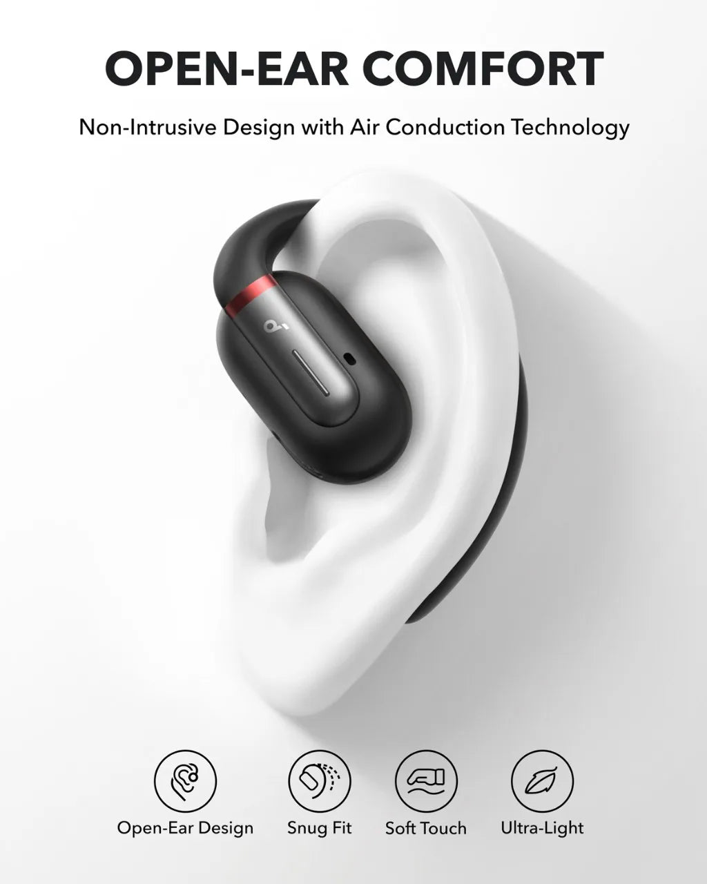 Soundcore by Anker V30i Open-Ear Headphones Ergonomic Ear Hooks Wireless Bluetooth Headphones Wireless Headphones Earphones - Mac Mania