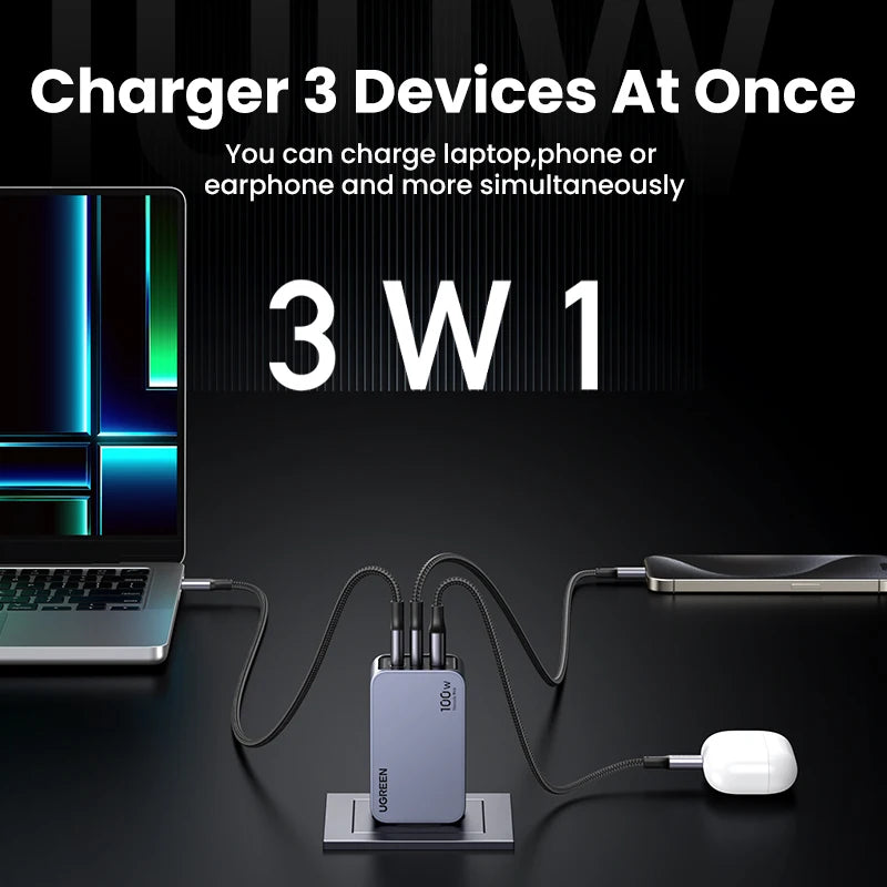 UGREEN 100W GaN Charger USB C - Fast Charger for MacBook, iPad, iPhone - QC4.0 3.0 Quick Charge - Mac Mania