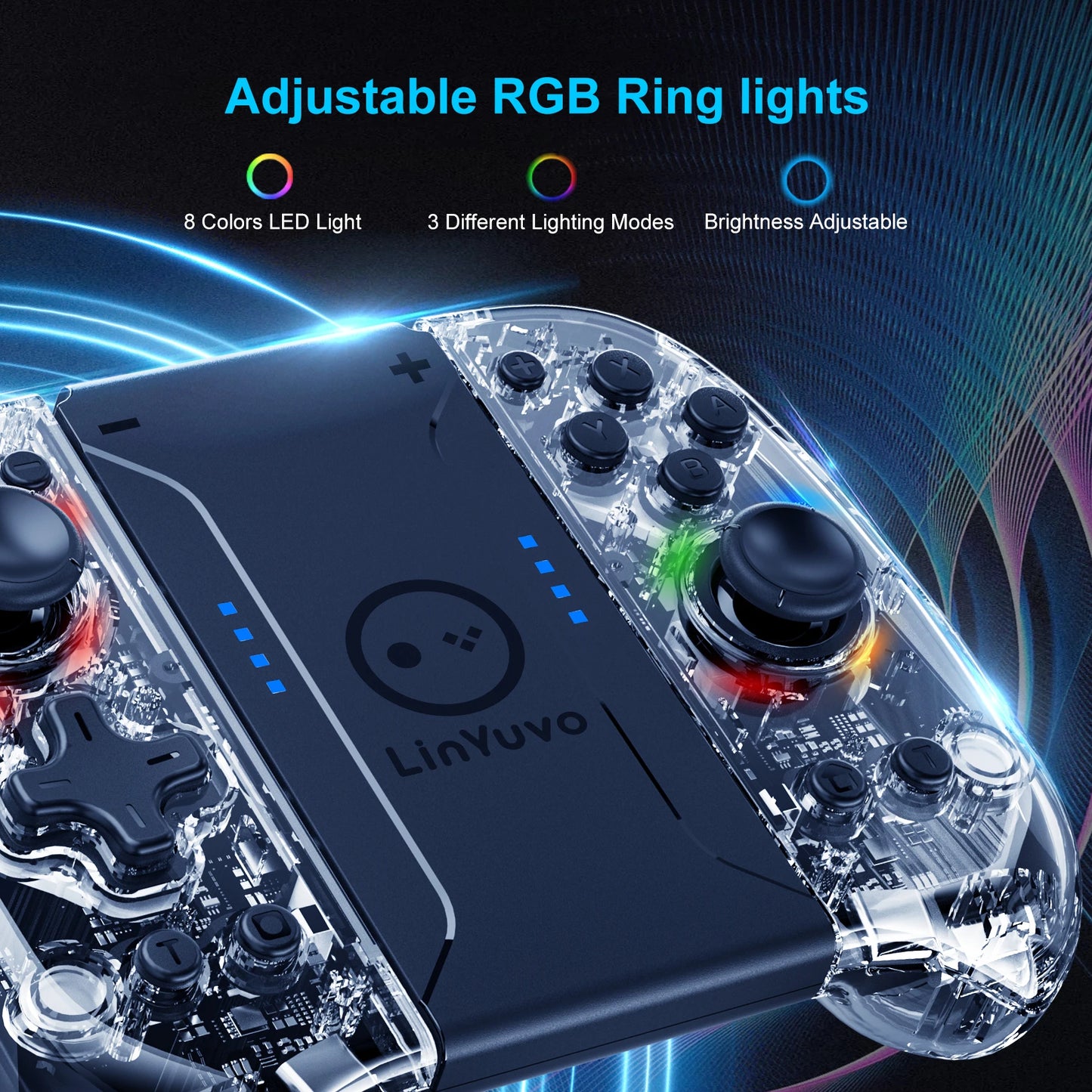 LinYuvo 8 LED Color Joypad Wireless Controller for Switch&OLED - Mac Mania