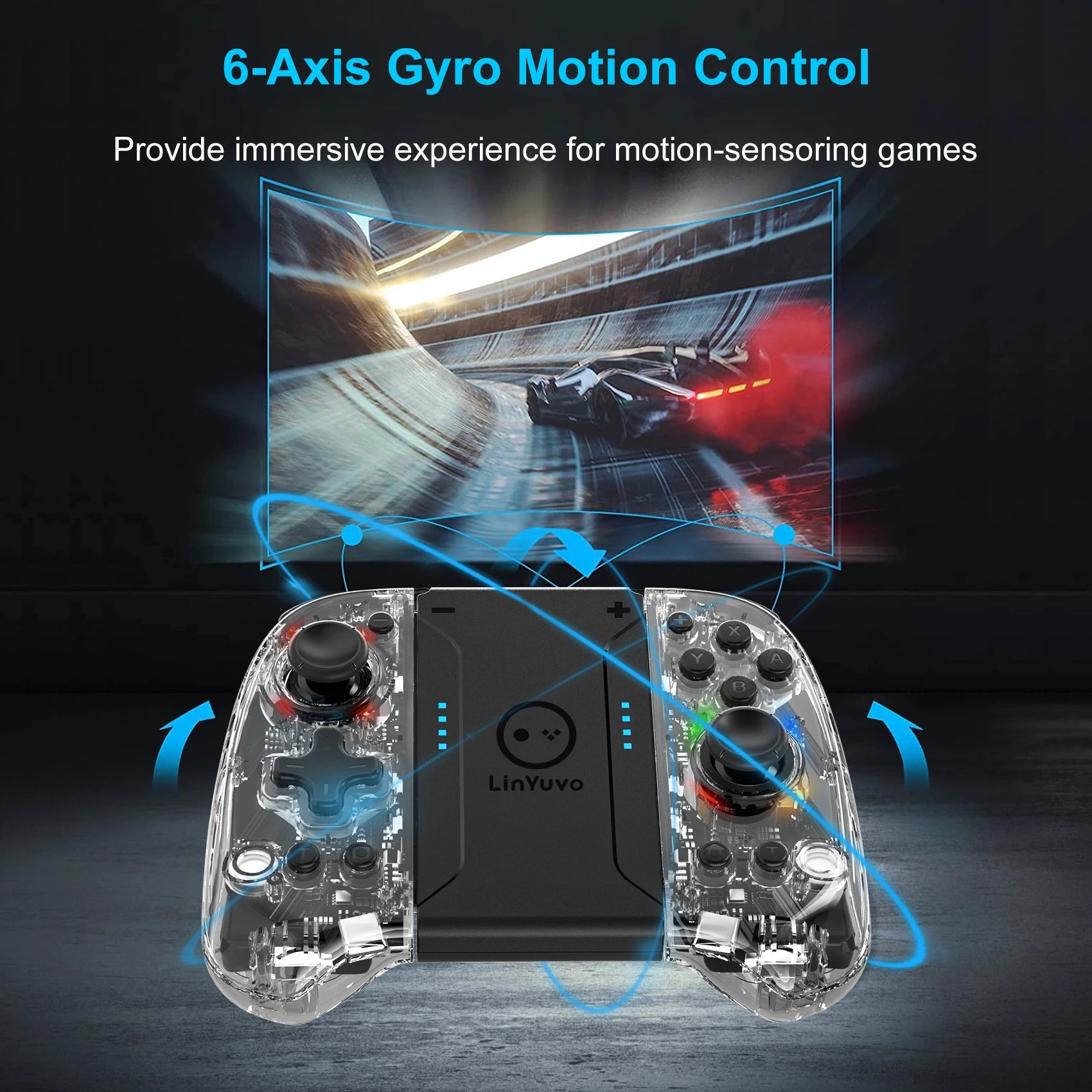 LinYuvo 8 LED Color Joypad Wireless Controller for Switch&OLED - Mac Mania