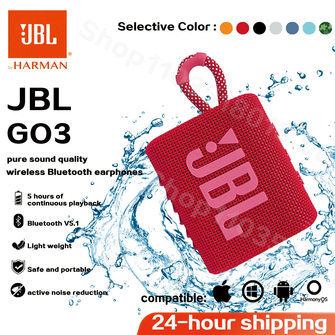 Original JBL GO 3 Wireless Bluetooth Speaker Portable Waterproof Speaker Outdoor Speakers Sports Bass party Speaker JBL GO3 - Mac Mania