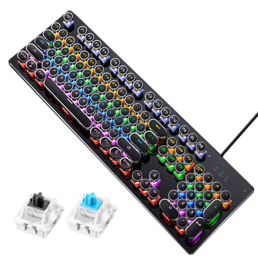 USB LED Backlit Gaming Mechanical Keyboard - Retro Keycap Design - Mac Mania