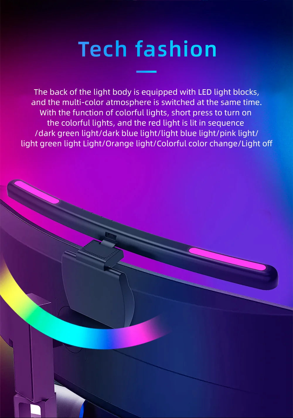 RGB Curved Screen Monitor Light Bar - Stepless Dimming LED Lamp - Mac Mania