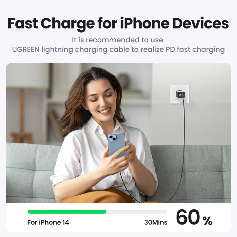 UGREEN 65W GaN Charger Quick Charge 4.0 3.0 Type C PD - Mac Mania