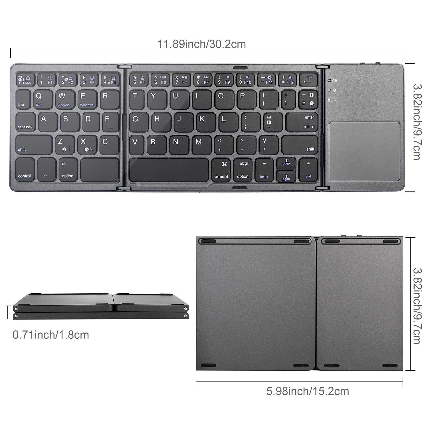 Foldable Bluetooth Wireless Keyboard Touchpad Mouse - Mac Mania