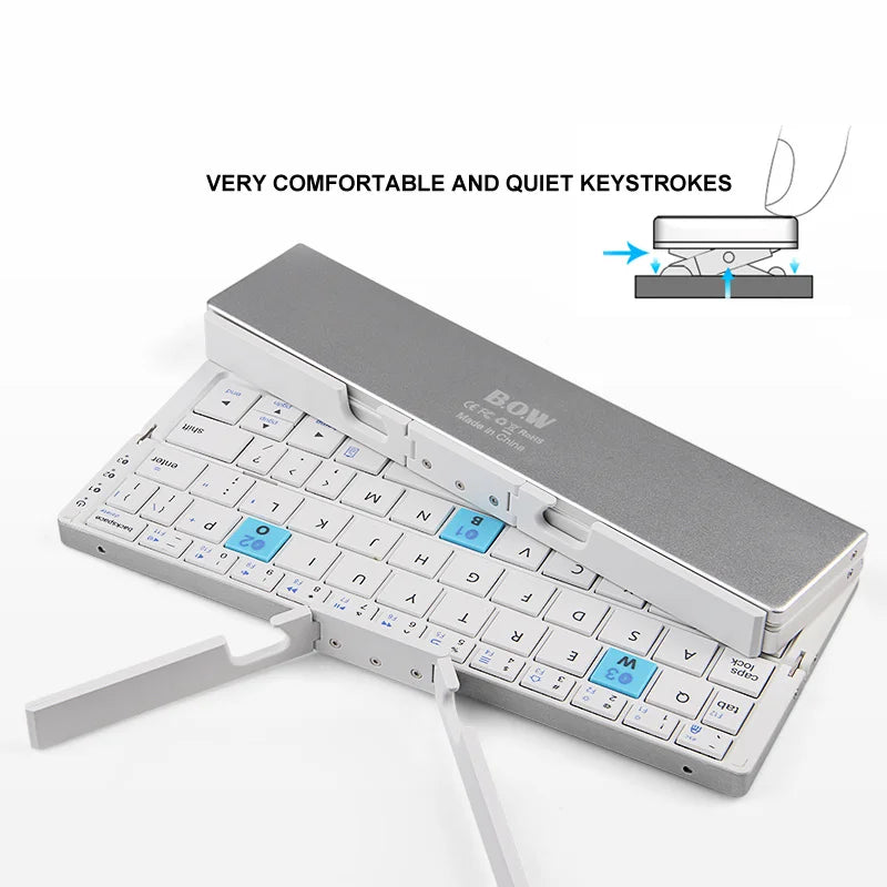 Portable Keyboard Support 3 devices Rechargeable Folding Mini Keyboard Wireless Bluetooth Keyboard With Stand For Phone Tablet - Mac Mania