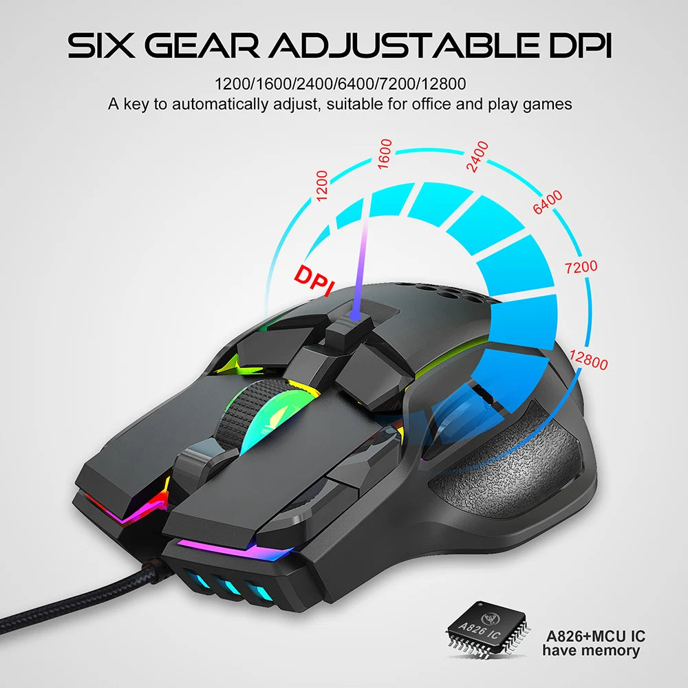 New USB Gaming Mouse Computer Mouse RGB Backlight Mause Gamer 10 Buttons Programming 7200dpi Ergonomic Gaming Mouse For Computer - Mac Mania