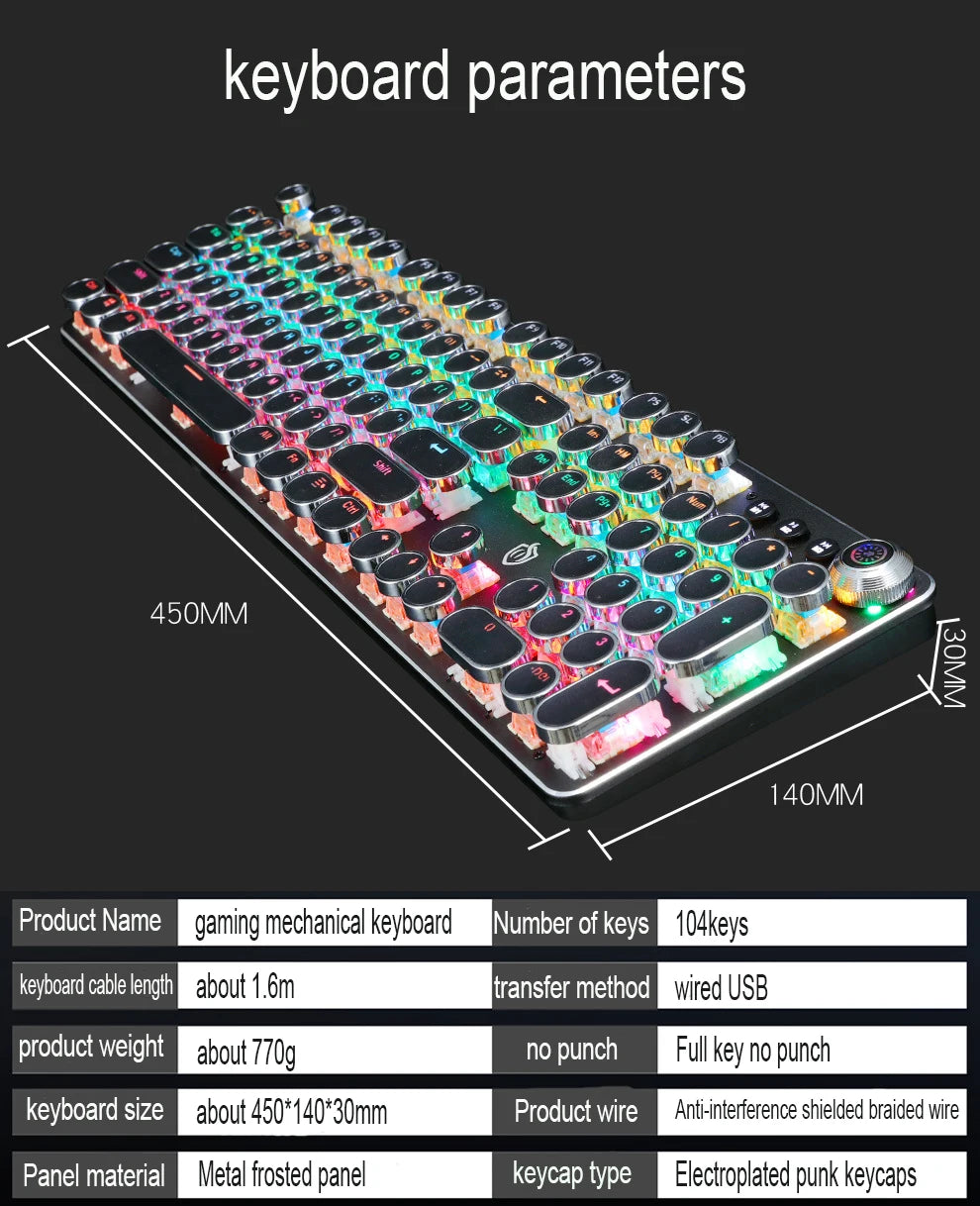 Retro Gaming Mechanical Keyboard Wired Backlit Keyboard - Mac Mania