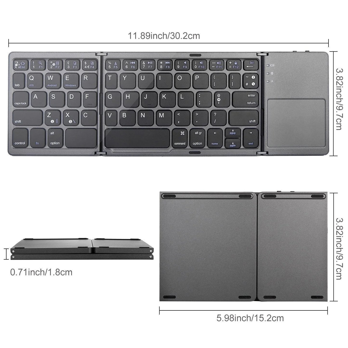 Foldable Bluetooth Keyboard Ultra Slim Touchpad Rechargeable - Mac Mania