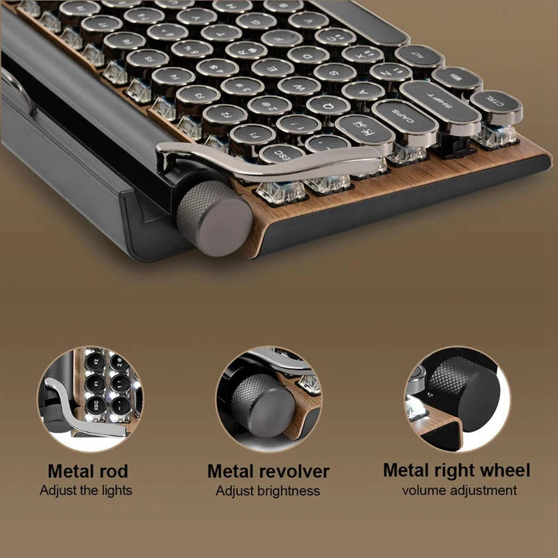 Retro Typewriter Wireless Mechanical Keyboard with Punk Keycaps - Mac Mania